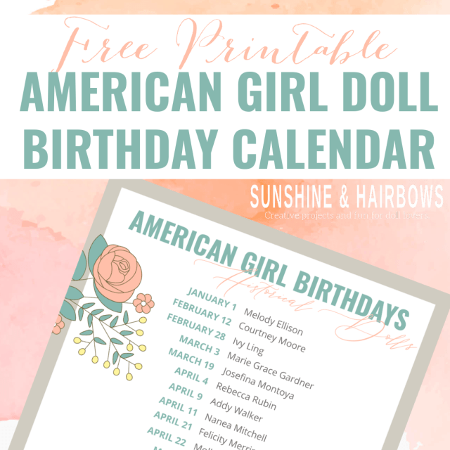 American Girl Doll Printable Calendar
